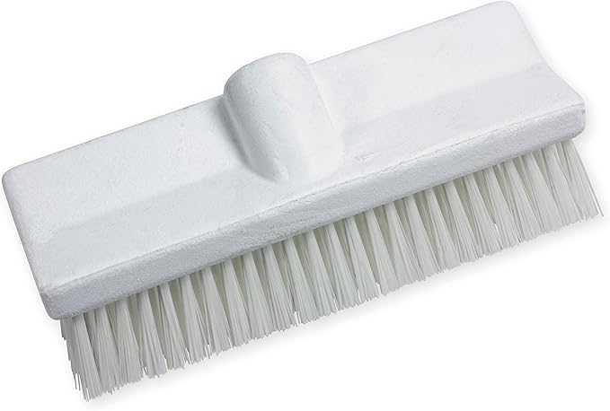 SPARTA 40423EC02 Plastic Floor Scrub Brush, Wall Brush, Equipment Brush With Nonabsorbent Bristles For Industrial Kitchens, Hospitals, Commercial Cleaning, 10 Inches, White