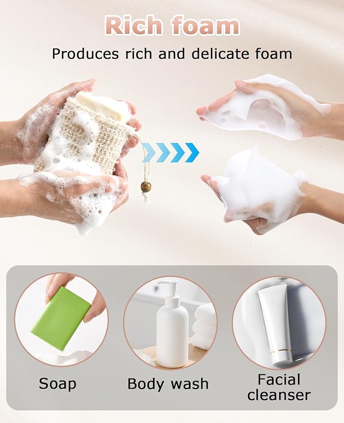 15 Pcs Natural Sisal Soap Saver Bag, Reusable Bar Soap Scrubber Exfoliating Pouch for Shower Washing Body