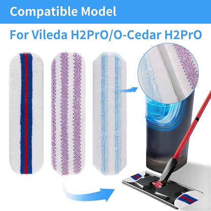 6 Pack Mop Replacement Pads Compatible with O Cedar H2pro Flat Mop System, Microfiber Mop Pads Replacements for O Cedar h2pro,Washable and Reusable H2pro Mop Refills for Hard Floor Deep Cleaning