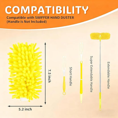 Reusable Duster Refill Compatible with Swiffer, Washable 360 Heavy Duty Duster Refills, Microfiber Dusters Refills for Swiffer Extended Duster, 4 Pack (Handle is Not Included)