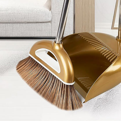 Broom and Dustpan Set, Broom and Dustpan Combo Set, Long Handle Broom with Dustpan Combo Set, Stand Up Broom and Dustpan for Home, Heavy Duty Broom for Kitchen Offices, LKSX585SIHM53TRUDTX