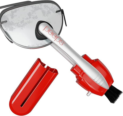 Peeps Glasses Cleaner - for Eyeglasses, Reading Glasses, and More - Lens Cleaner with Carbon Microfiber Tech-Injected Red-1 Count (Pack of 1)