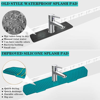 30 Inch Sink Splash Guard, Large Size Kitchen Sink Splash Guard, Longer Silicone Faucet Handle Drip Catcher Tray for Kitchen Countertop, Bathroom, Farmhouse (Green)