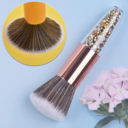 Nail Art Dust Powder Remover Brush Rhinestone Handle Nail Art Dust Cleaner Brush Professional Nail Art Tool for Acrylic Gel Nails