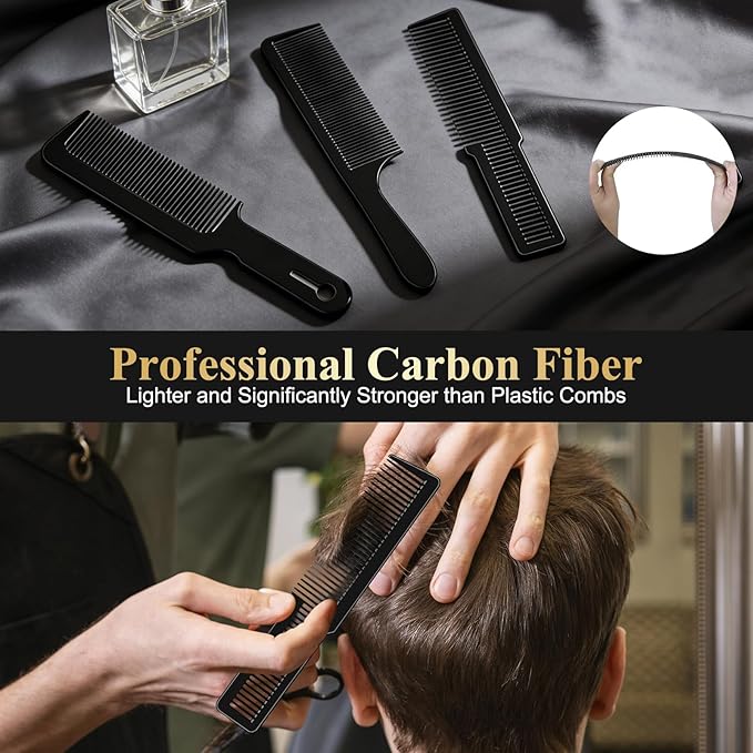 16 PCS Professional Barber Comb & Brush Set - Barber Accessories with 10oz (300ml) Continuous Spray Bottle, Carbon Fiber Rat Tail Comb, Neck Duster for Men, Women, Salon & Home