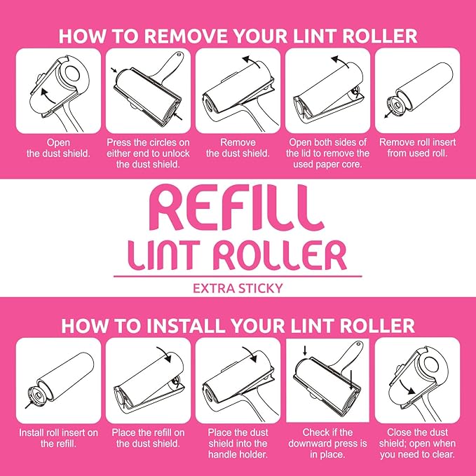 WBM Care Home Lint Roller for Pet Hairs, Extra Sticky Lint Remover, Lint Roller for Dog & Cat Hair Removal, Couch, Clothes, Furniture - 120 Total Sheets