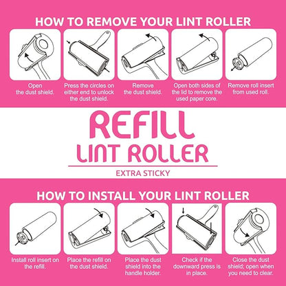 WBM Care Home Lint Roller for Pet Hairs, Extra Sticky Lint Remover, Lint Roller for Dog & Cat Hair Removal, Couch, Clothes, Furniture - 120 Total Sheets