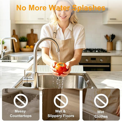 EEEKit 20 In Silicone Sink Splash Guard, No Suction Cups Sink Water Protector, Water Splash Guard for Kitchen Sinks, Bathroom Sinks, Washbasin, Bathtub, Island, Dishwasher Safe, 20 x 1.77 x 2.95 In