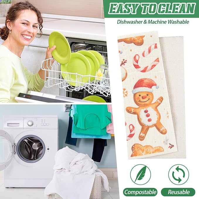 6 Pack Swedish Dishcloths for Kitchen |Watercolor Dish Towels | Reusable Paper Towels Washable | Non-Scratch Cellulose Sponge Cloths | No Odor, Biodegradable, Swedish Cloths, Watercolor