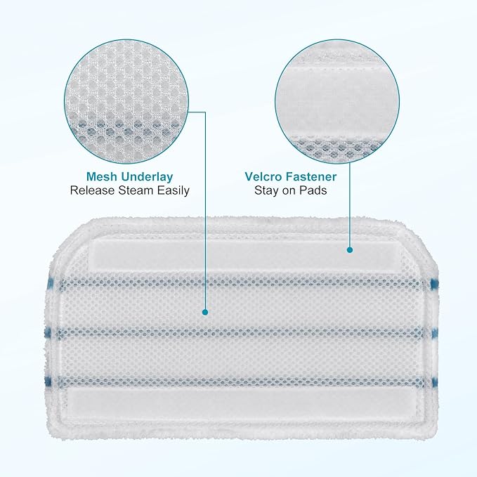 8 Pack Steam Mop Pads Replacement Compatible with Black+Decker Steam Mop SM1600, SM1610, SM1620, HSM13E1, HSMC1300FX, HSMC1321, HSMC1361SG SMP20 Black and Decker Steam Mop Pads for Floor Cleaning