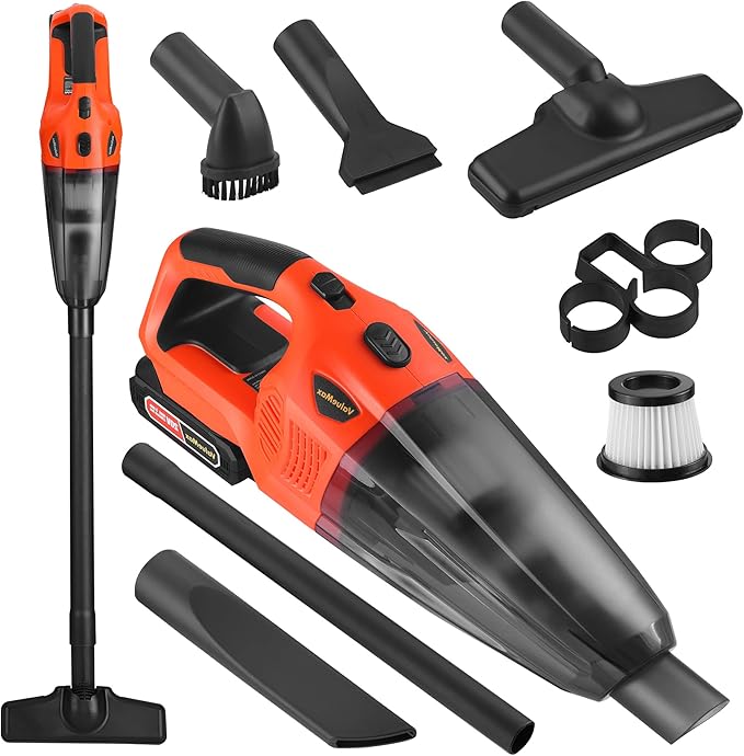 ValueMax Cordless Handheld Vacuum, Portable Vacuum Cleaner Dry/Wet Suction with 20V Rechargeable Battery and Multi-Nozzles for Car, Home and Pet Hair Cleaning(Battery Included)