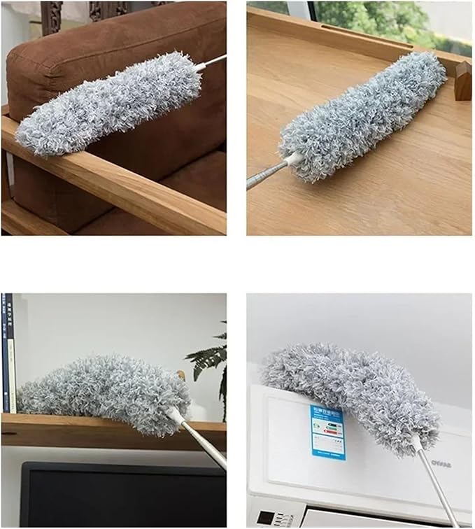 2Pcs/Set Cleaning Brush Dust Removal Tool,280cm Adjustable Telescopic Bending Duster Brush Feather Dust Cleaner Furniture Gap