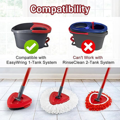 Mop Head Replacements Compatible with OCedar EasyWring, 6 Packs Mops Heads with 1PCS Scrub Brush and 1PCS Spin Mop Base, Dry and Wet for Hard-Surfaced Floors