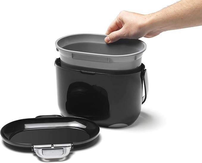Addis 2.5 Litre Kitchen Compost Caddy, Black/Grey, 2.5L