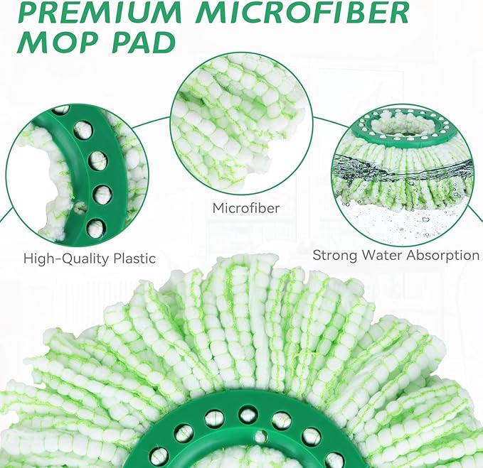 Mop Head Replacement for Libman Tornado Spin Mop System, Resuable Microfiber Mop Refill Pad, Easy to Replace, Machine Washable（3 Pack）