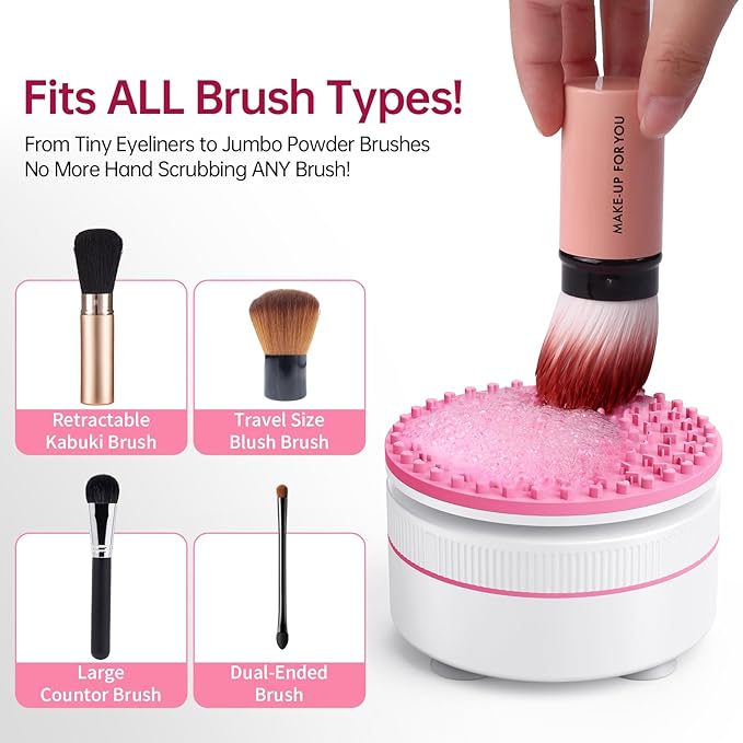 Norate Electric Makeup Brush Cleaner Machine & Deep Cleaning Solution Set, Automatic Spinning Washer with 1.98 Fl.Oz Cruelty-Free Shampoo, Quickly Removes Residue, Ideal Gifts for Women, Makeup Lover