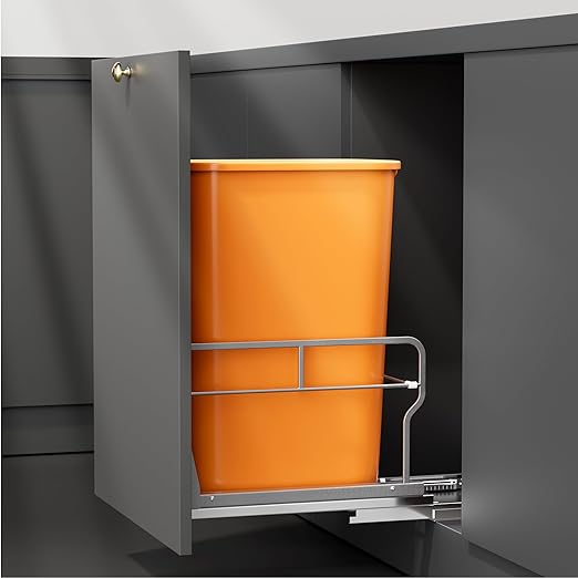 YJHome Pull Out Trash Can Under Cabinet with Soft-Close Slides, Garbage Can Not Included, Cabinet Trash Can Pull Out Kit with Door Mounting Kit, Requires Minimum Cabinets Opening 12" W X 18" D