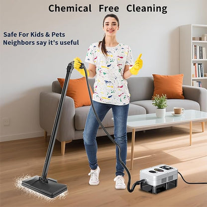 Steam Cleaner with 24 Accessories Steam Mop with 5M Extra-Long Power Cord for Home Chemical-Free Heavy Duty Steamer for Cleaning Floors, Tile, kitchen, Grout and Car (White)