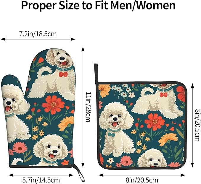 Custom Oven Mitts and Pot Holders Sets Personalized Customized Logo Text Image Kitchen Mitts Hot Pads for Cooking BBQ Baking Grilling