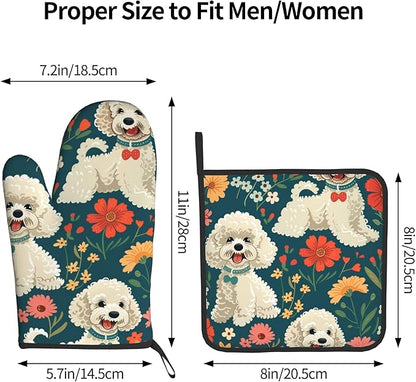 Custom Oven Mitts and Pot Holders Sets Personalized Customized Logo Text Image Kitchen Mitts Hot Pads for Cooking BBQ Baking Grilling