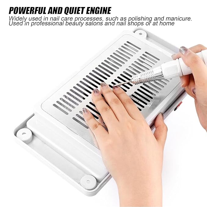 6W Nail Dust Collector, Quiet Desk Vacuum Cleaner, Dust Collector with Fan for Nails (US Plug 110V)