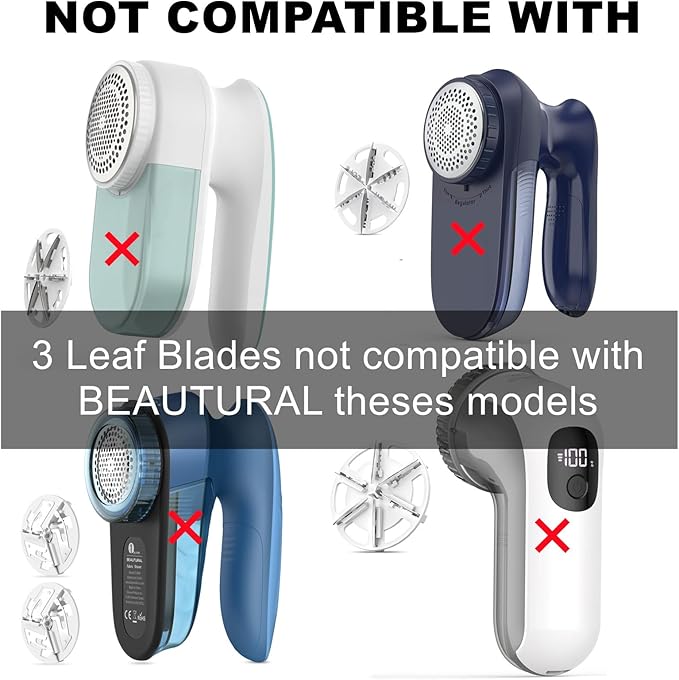 Only Compatible with Beautural Fabric Shaver Replacement Blades,3-Leaf Blades Only Fit for BEAUTURAL Fabric Shaver and Lint Remover Standard 3-Leaf Blades Aqua and Gray Model.