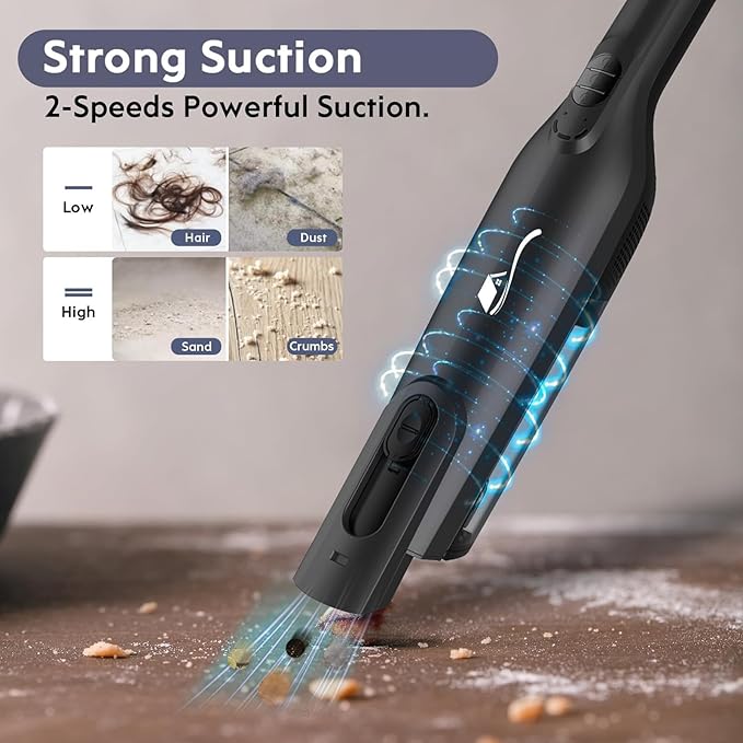 Cordless Handheld Vacuum, Lightweight Portable Hand Vacuum Cleaner with LED Light,Rechargeable Hand Held Vacuum with One-Touch Empty, Powerful Suction for Office, Home,Car,Black
