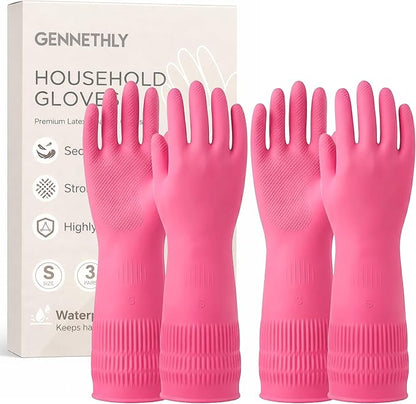 Cleaning Rubber Gloves, Waterproof Non-Slip Long Cuff Dishwashing Household Kitchen Gloves