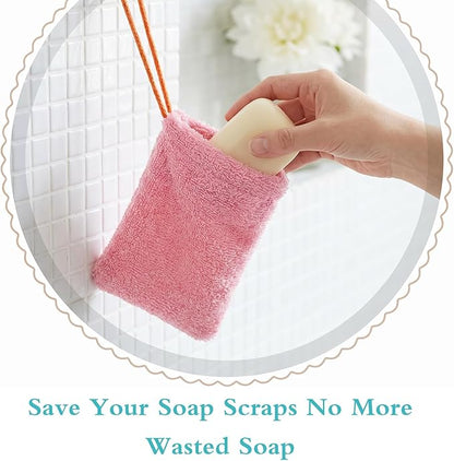 4 PCS Soap Savers for Soaps Bars, Mesh Soap Bags, Body Scrubber Bar Soaps Exfoliating Pouch, Scrubbed Bits Foaming Net Bag for Shower Bath Travel (Pink & Green)