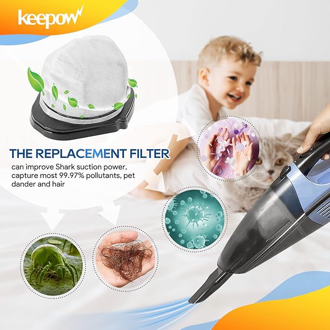 KEEPOW Vacuum Filter Replacement for Shark Cordless Handheld Vacuum SV780 SV75Z SV728N SV726N, Replacement Part# XF769, XSB726N (4 Pack)