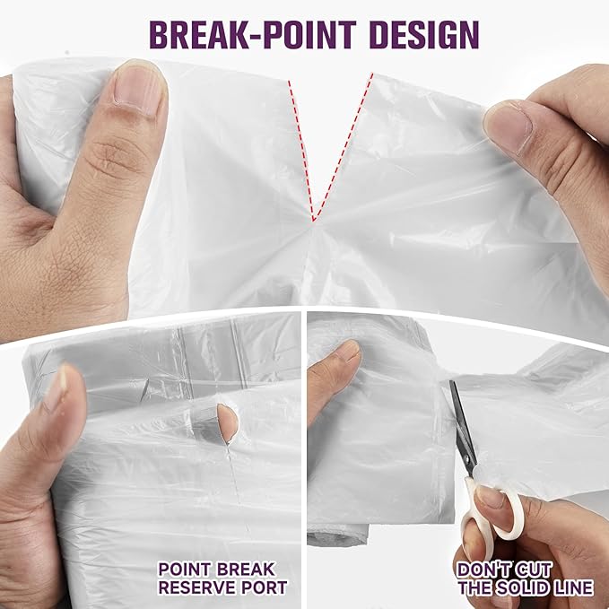 2 Gallon Trash Bags Drawstring - 3 Rolls 60 Counts Mini Garbage Bags for Home Office Outdoor Small Trash Can Bulk Unscented Clear White Strong Thick Plastic Wastebasket Liners Heihaily