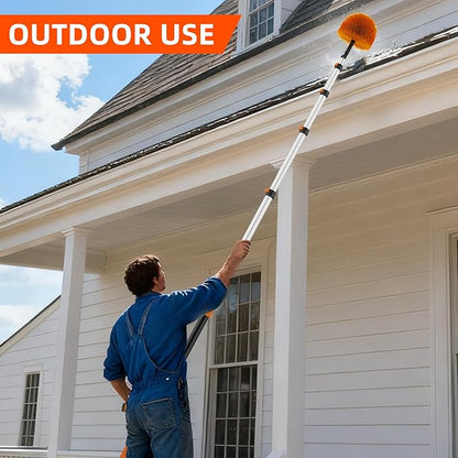 18 FT Cobweb Duster with 3-12 FT Telescoping Pole, Dual Action Flip-Lock & Screw Fixing Design, Washable Reusable Duster for High Ceilings, Fans & Home Cleaning