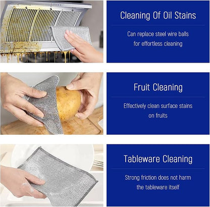 20PCS Non-Scratch Steel Scrubber Pads, Dual-Sided Wire Dishcloths for Wet/Dry Cleaning, Metal Scrubbers for Pots, Pans, Dishes, Sinks, Stove - Grey.