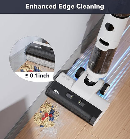 JONR ED12 Cordless Wet Dry Vacuum Cleaner and Mop, 3-in-1 Self-Cleaning Floor Washer for Hard Floors, 0.1-Inch Edge Cleaning, Lightweight for Spills, Pet Hair & Dust (L)