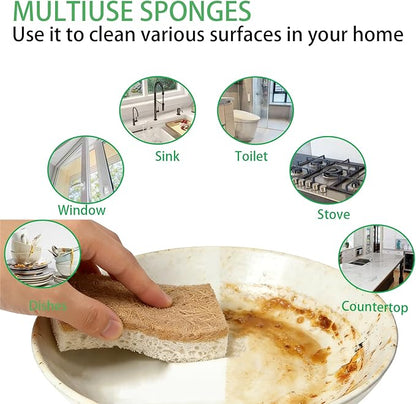 6PCS Natural Loofah Dish Sponges, Biodegradable Non-Toxic Loofah Dish Scrubbers for Washing Dishes