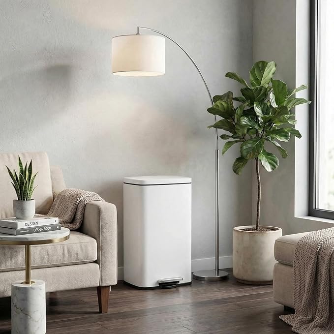 13.2 Gal Kitchen Trash Can, 50L Recycling or Garbage Bin, Brushed Stainless Steel Waste Basket, Soft&Quiet Close Dustbin, with Step-On Pedal, Removable Inner Bucket, for Home, Office, Living Room