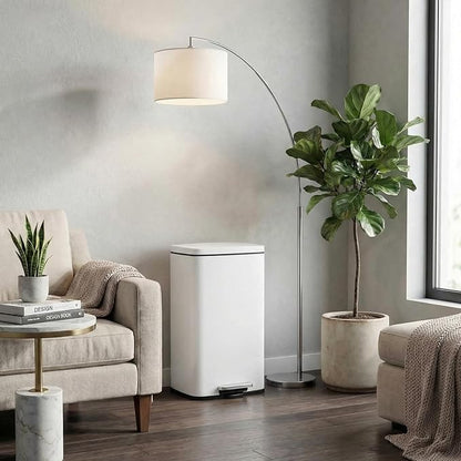 13.2 Gal Kitchen Trash Can, 50L Recycling or Garbage Bin, Brushed Stainless Steel Waste Basket, Soft&Quiet Close Dustbin, with Step-On Pedal, Removable Inner Bucket, for Home, Office, Living Room