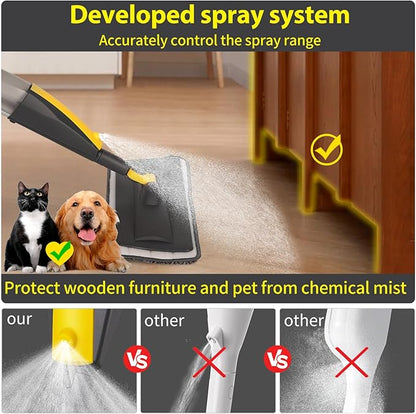 Mops for Floor Cleaning, Spray Mop with 400ml Refillable Bottle and 3 Replacement Pads Dry Wet Floor Household or Commercial Hardwood Laminate Tile Ceramic