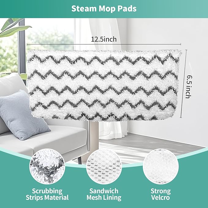 6 Pack Microfiber Steam Mop Replacement pads for Shark Steam Mop S1000, S2001,S1000A, S1000C, S1000WM, and S1001C,Washable & Reusable Steam Mop Pads Safe for all Floor have Super-Absorbent