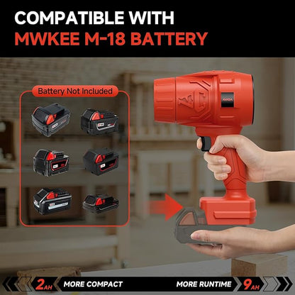 Electric Leaf Blower Cordless for Mwkee M-18 18V Battery, Handheld Leaf Blowers for Lawn Care, Blowing Leaves ＆ Dust, Turbo Jet Blower Dryer, Battery Powered Mini Leaf Blower (Battery Not Included)