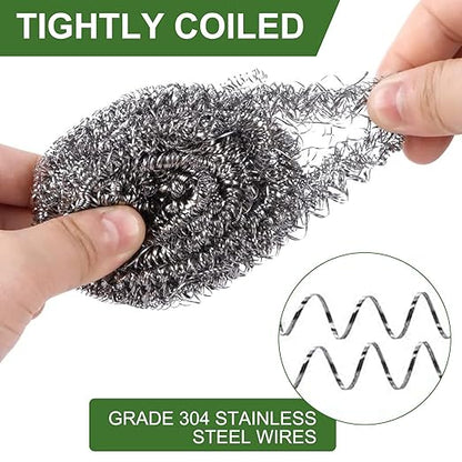 10 Pack Stainless Steel Scourers by for Dishes, Pots, Pans, and Ovens. Easy scouring for Tough Kitchen Cleaning