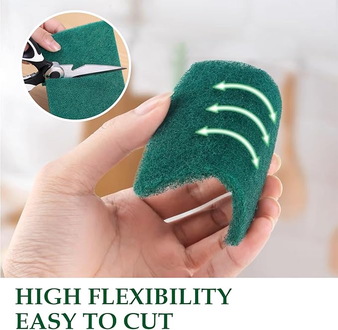 Heavy Duty Scrubbing Pads for Cleaning 6 x 4 x 0.31inch Dish Scrubber Pads Reusable Household Green Scrubbing Pads,Scotch Brite Pads, for Dishes, Kitchen Scrubbers & Metal Grills (10Pcs)
