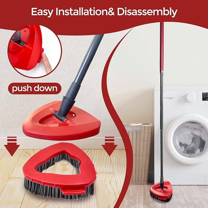 Scrub Brush, 2 Pcs Spin Mop Scrub Brush Head Compatible with EasyWring 1-Tank System, Hard Bristle Cleaning Brush for Bathroom, Kitchen, Tub and Tile