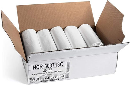 Aluf Plastics HCR-303713C High Density Star Sealed Coreless Roll Bags, 30 gal, Polyethylene, 30" x 37", Clear (Pack of 500)