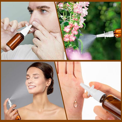 80 Pcs Nasal Spray Bottle Empty, Brown Glass Refillable Fine Mist Nasal Spray Bottles with 16 Funnels and 16 Labels (30ML/1oz)