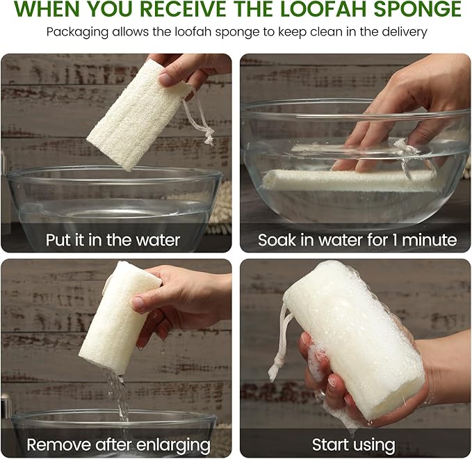 Natural Loofah Exfoliating Body Scrubber,5 Inches Organic Luffa,Real Green Glow Egyptian Shower Loofah Sponge Body Scrubber for Women and Men,Scratch-Free (5 Pack)