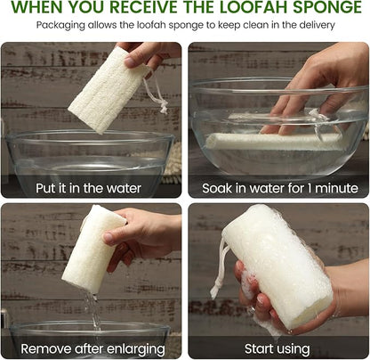 Natural Loofah Exfoliating Body Scrubber,5 Inches Organic Luffa,Real Green Glow Egyptian Shower Loofah Sponge Body Scrubber for Women and Men,Scratch-Free (5 Pack)