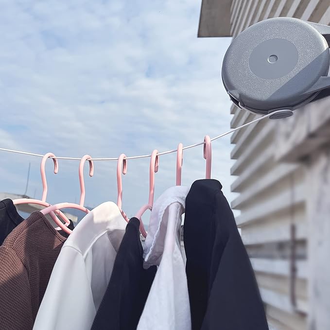 Retractable Clothesline Flexible Portable Heavy Duty 40 Feet Adjustable Heavy Duty Laundry Clothes Line for Wet or Dry Clothes Indoor or Outdoor Easy Installation Gray