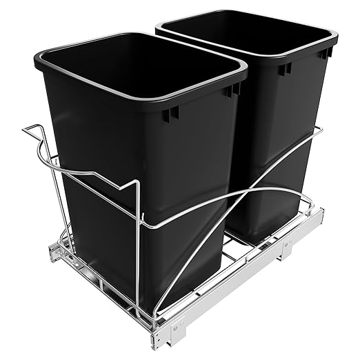 Pull Out Trash Can Under Cabinet 35QT Capacity 14"Wx22"D, Heavy Duty Kitchen Garbage Bin Soft-Close Full Extension Slides, Cabinets Cabinet Trash Can Slide Out Waste Container for Kitchen, Black