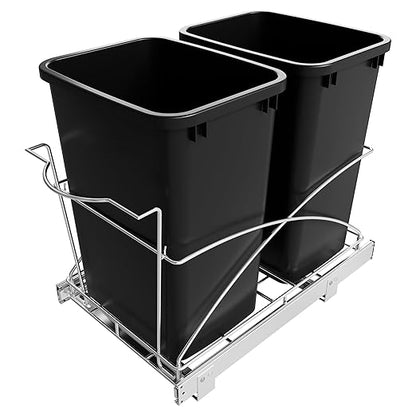 Pull Out Trash Can Under Cabinet 35QT Capacity 14"Wx22"D, Heavy Duty Kitchen Garbage Bin Soft-Close Full Extension Slides, Cabinets Cabinet Trash Can Slide Out Waste Container for Kitchen, Black